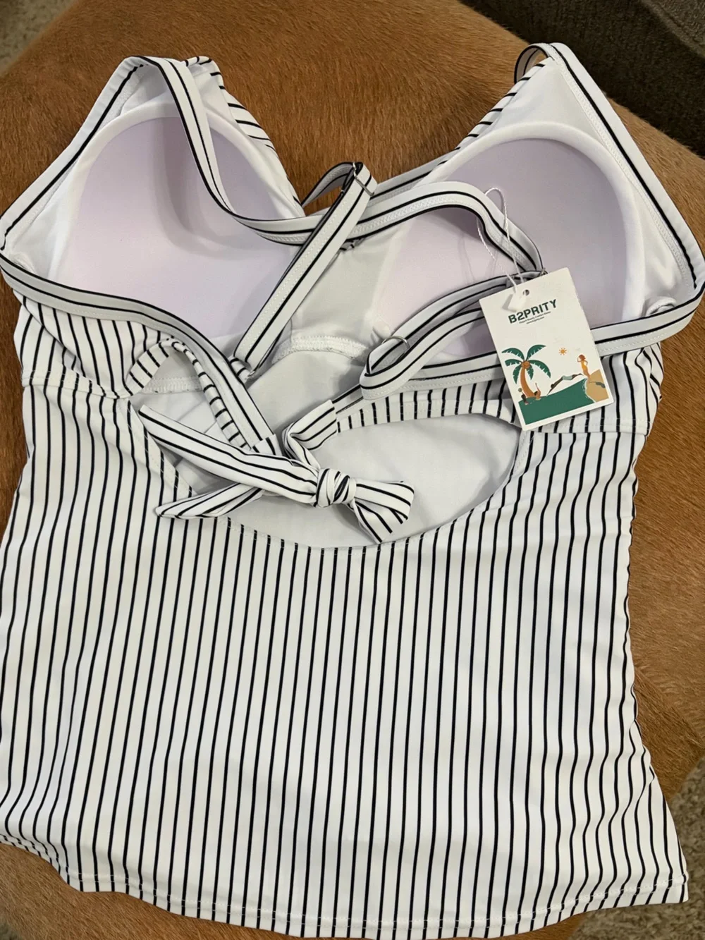 Classic Black & White Striped Swimmer Top.